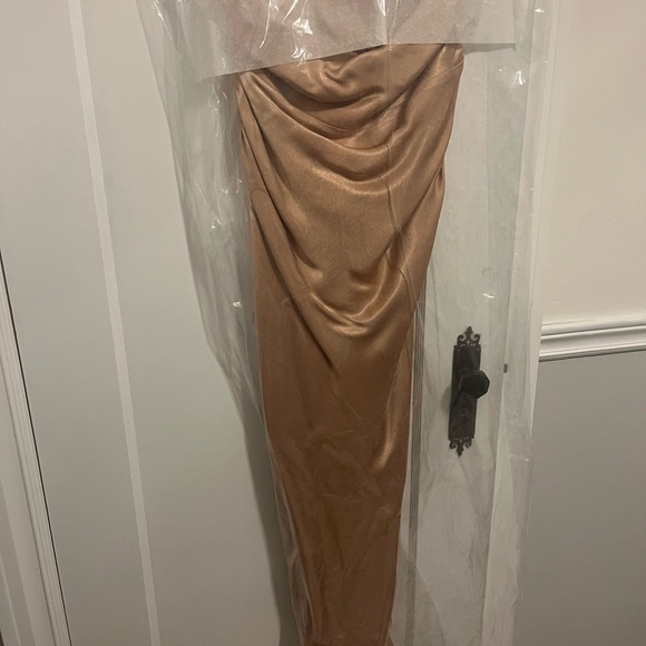 Shona Joy La Lune Asymmetrical Bias Cowl Midi Dress - Desert Rose - Picture 2 of 3